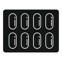 Dietary pills pack icon, simple style vector