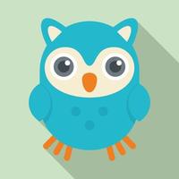Cute kid owl icon, flat style vector