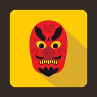 icono de máscara hannya, estilo plano vector