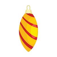 Yellow striped xmas toy icon, flat style vector