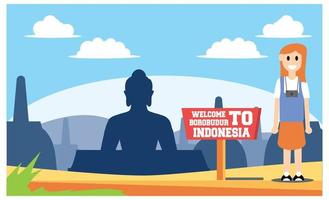 ilustración plana de increíbles atracciones turísticas en indonesia, ilustración isométrica vectorial adecuada para diagramas, infografías y otros activos gráficos vector