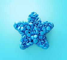 Sweet Blue color candy in shape of star 3d illustration photo