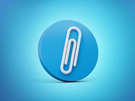 White paper clip icon 3d illustration on Blue background photo