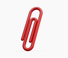 Red Paper clip. 3d icon. Cartoon minimal style 3d illustration photo