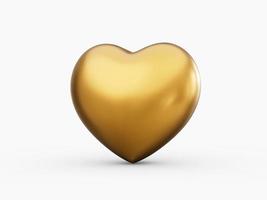 Gold heart isolated on white background. Happy Valentine's day greeting card template. 3d illustration. photo
