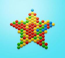Sweet Rainbow Multicolor candy in shape of star 3d illustration photo