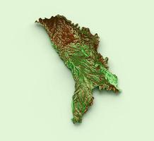 Moldova Topographic Map 3d realistic map Color 3d illustration photo