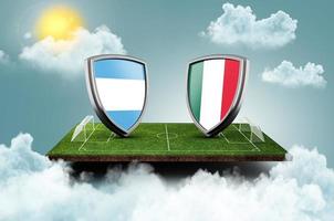 Argentina v Mexico Versus screen banner Soccer concept. football field stadium, 3d illustration photo