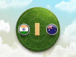 India vs Australia cricket flags with shield on Cricket stadium 3d illustration photo