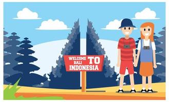 ilustración plana de increíbles atracciones turísticas en indonesia, ilustración isométrica vectorial adecuada para diagramas, infografías y otros activos gráficos vector