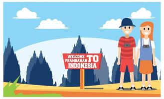 flat illustration of amazing tourist attractions in Indonesia, Vector Isometric Illustration Suitable for Diagrams, Infographics, And Other Graphic assets