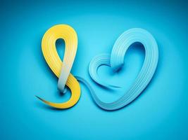 Kazakhstan Flag colors making bow to heart with ribbon 3d Illustration photo