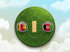 Sri Lanka vs Afghanistan cricket flags with shield on Cricket stadium 3d illustration photo