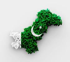 mapa de pakistán hecho con chispas de azúcar ilustración 3d de color verde y blanco foto