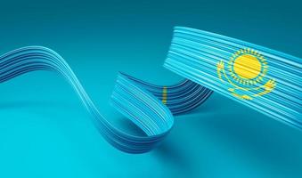 Waving Kazakhstan Flag ribbon. Kazakhstan independence day National day 3d illustration photo