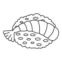 icono de sushi de camarones ebi, estilo de esquema vector