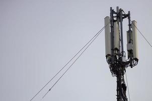 Cellular Antennas on the roof. Telecommunication tower of 4G and 5G cellular photo