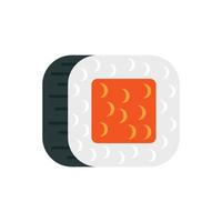 Caviar sushi roll icon, flat style vector