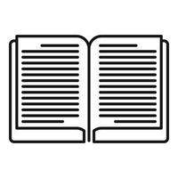 Open book icon, outline style vector