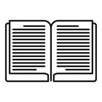 Open book icon, outline style vector