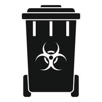 icono de carrito de basura de riesgo biológico, estilo simple vector