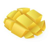 Cuted mango icon, cartoon style vector