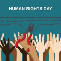 antecedentes del día de los derechos humanos. diseño con alambre cortado. vector