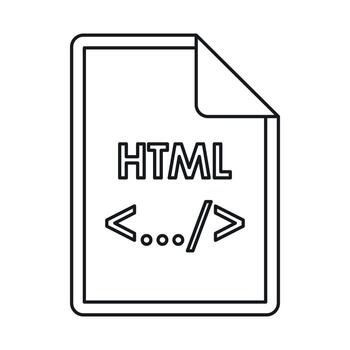 icono de extensión de archivo html, estilo de esquema vector