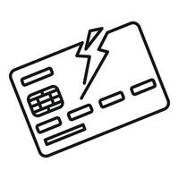 Bankrupt bank card icon, outline style vector