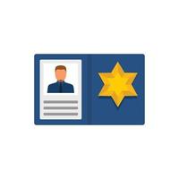 Police man id card icon, flat style vector