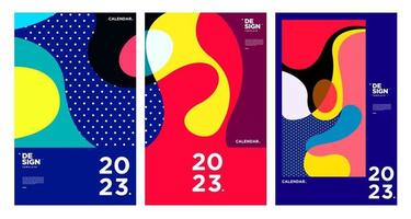 New year 2023 calendar design template with geometric colorful abstract. Vector calendar design.