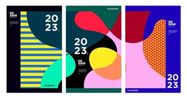 New year 2023 calendar design template with geometric colorful abstract. Vector calendar design.