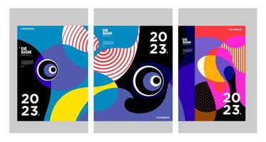 plantilla de diseño de calendario de año nuevo 2023 con abstracto colorido geométrico. diseño de calendario vectorial. vector