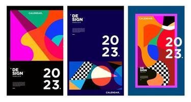 New year 2023 calendar design template with geometric colorful abstract. Vector calendar design.