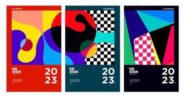 New year 2023 calendar design template with geometric colorful abstract. Vector calendar design.