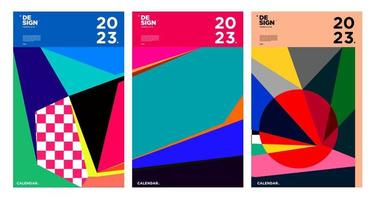 plantilla de diseño de calendario de año nuevo 2023 con abstracto colorido geométrico. diseño de calendario vectorial. vector