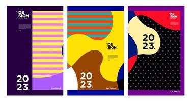 New year 2023 calendar design template with geometric colorful abstract. Vector calendar design.