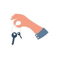 Hand holds keychain. vector illustration