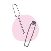 Lip gloss in the style of line art with colored spots. vector illustration