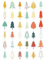 christmas tree design set of decorating with gifts and stars on christmas eve. vector