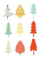 christmas tree design set of decorating with gifts and stars on christmas eve. vector