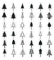 conjunto de diseño de árbol de navidad de decoración con regalos y estrellas en la víspera de navidad. vector