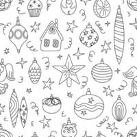 Seamless pattern with doodle Christmas baubles vector illustration