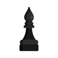 Black bishop chess piece icon, flat style vector