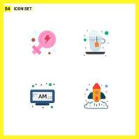 Pack of 4 Modern Flat Icons Signs and Symbols for Web Print Media such as feminism time cup alarm chart Editable Vector Design Elements