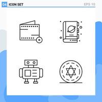 Modern 4 Line style icons Outline Symbols for general use Creative Line Icon Sign Isolated on White Background 4 Icons Pack Creative Black Icon vector background