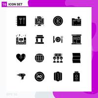 User Interface Pack of 16 Basic Solid Glyphs of speaker multimedia devices storage dacoment Editable Vector Design Elements