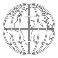 Planet earth icon, outline style. vector