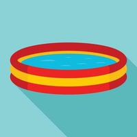 Kid round pool icon, flat style vector