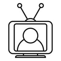 icono de televisor con altavoz, estilo de esquema vector